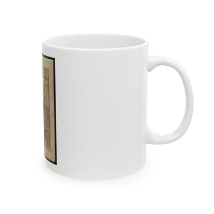 Military Railroad Operations In Northern Virginia  Two Men Boring Holes In Bridge Trestles And Man With Haupt's Torpedo (U.S. Civil War) White Coffee Mug