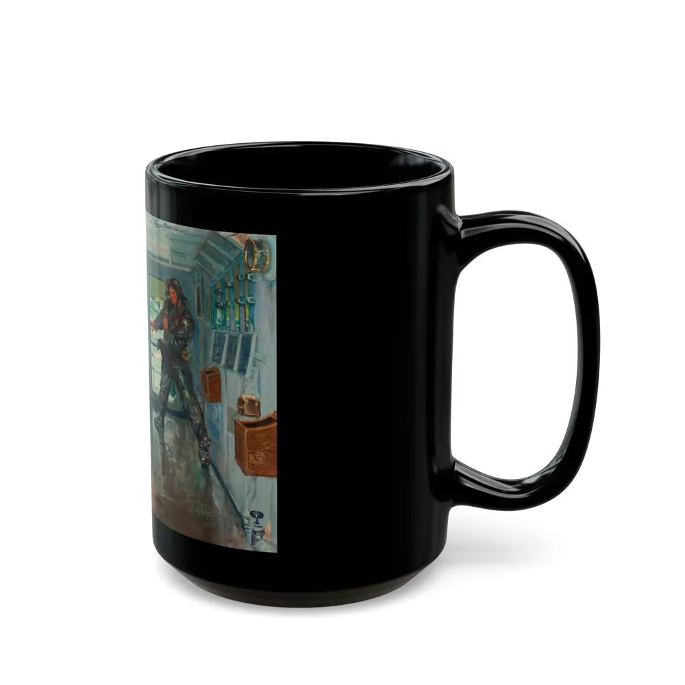 Confrontation at Sea, magazine story illustration, 1942 - Black Coffee Mug-Go Mug Yourself