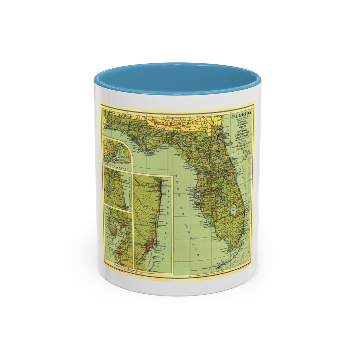 USA - Florida (1930) (Map) Accent Coffee Mug