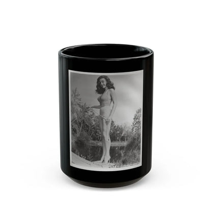 Elaine Stewart #164 - Negative Struck B&W 8x10 50's Era Full Body 1 Piece Swimsuit Cheesecake HQ Photo (Vintage Female Icon) Black Coffee Mug-15oz-Go Mug Yourself