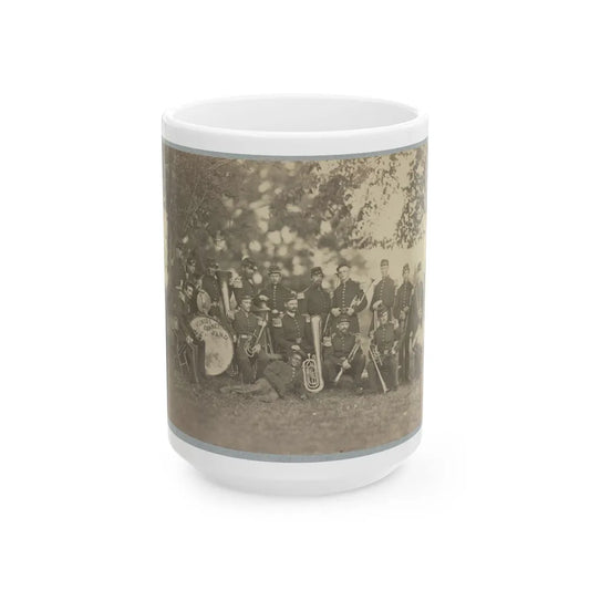 Elmira Cornet Band, Thirty-Third Regiment, Of The New York State Volunteers, July 1861 (U.S. Civil War) White Coffee Mug-15oz-Go Mug Yourself