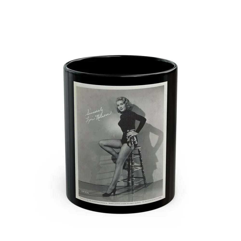 Lori Nelson #14 (Vintage Female Icon) Black Coffee Mug-11oz-Go Mug Yourself