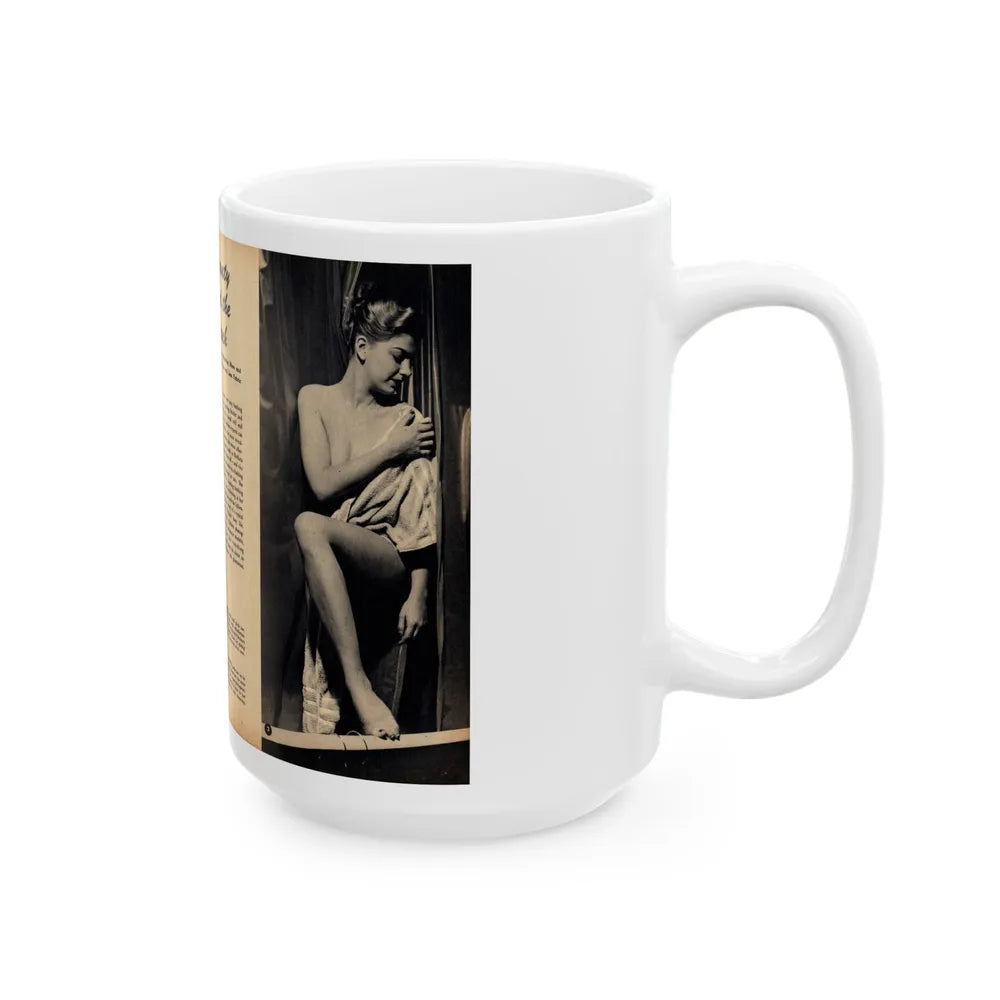 Barbara Nichols #481 - 2 B&W Photos from Glamorous Models Mag. June '49 (Vintage Female Icon) White Coffee Mug-Go Mug Yourself