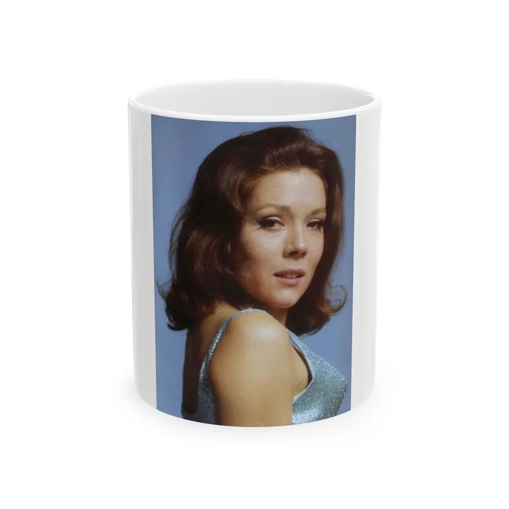 Diana Rigg #64 (Vintage Female Icon) White Coffee Mug-11oz-Go Mug Yourself