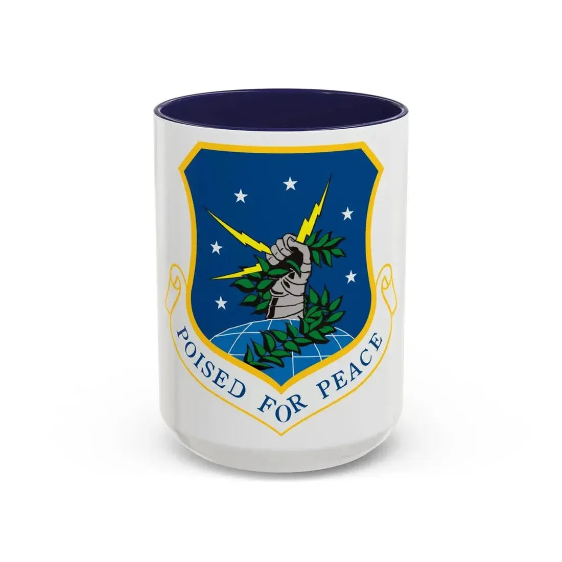 91st Space Wing (U.S. Air Force) Accent Coffee Mug 15oz Navy - Go Mug Yourself