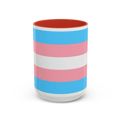 Transgender Pride Flag - Accent Coffee Mug-15oz-Red-Go Mug Yourself