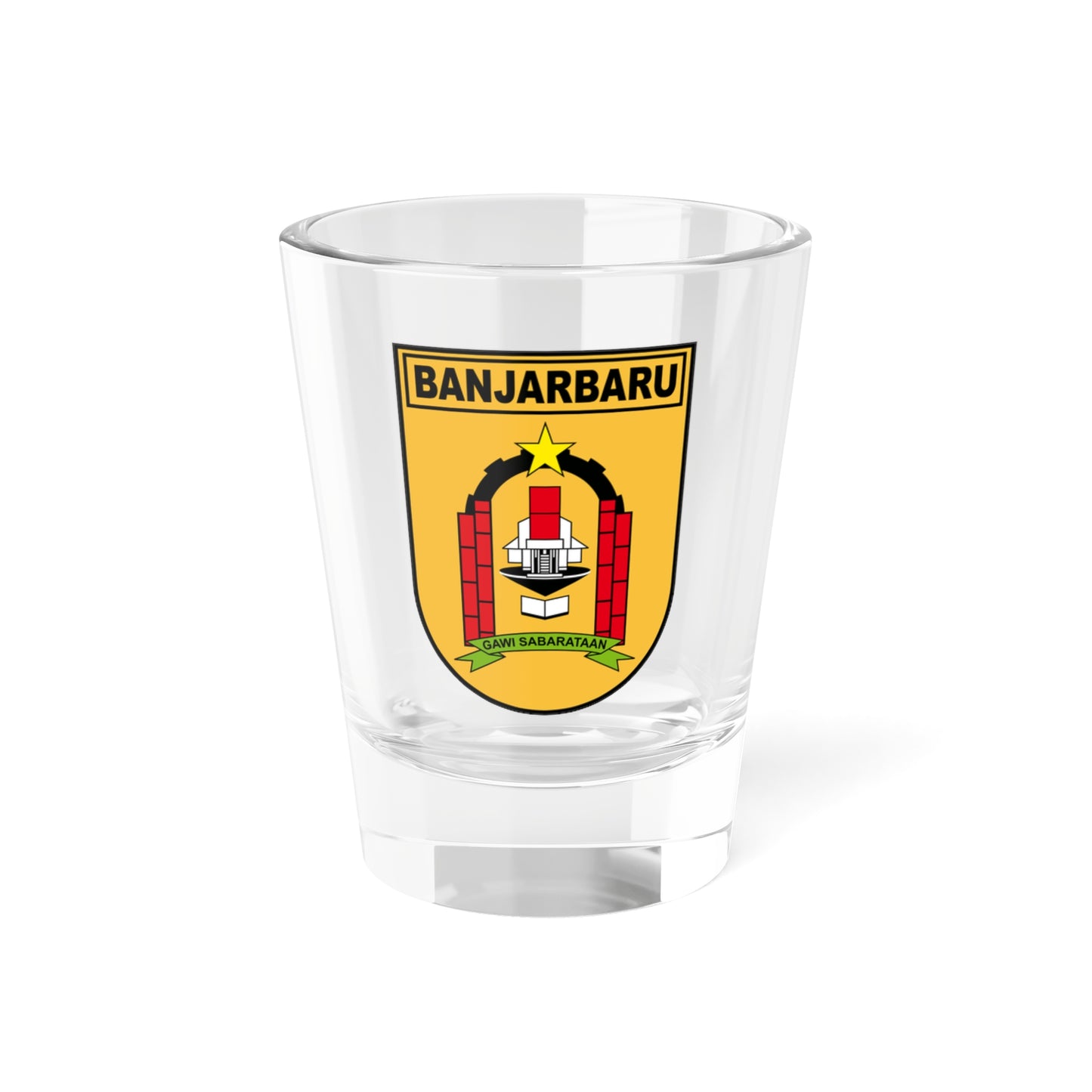 Lambang Kota Banjarbaru (Indonesia) (Coat of Arms) Shot Glass 1.5oz