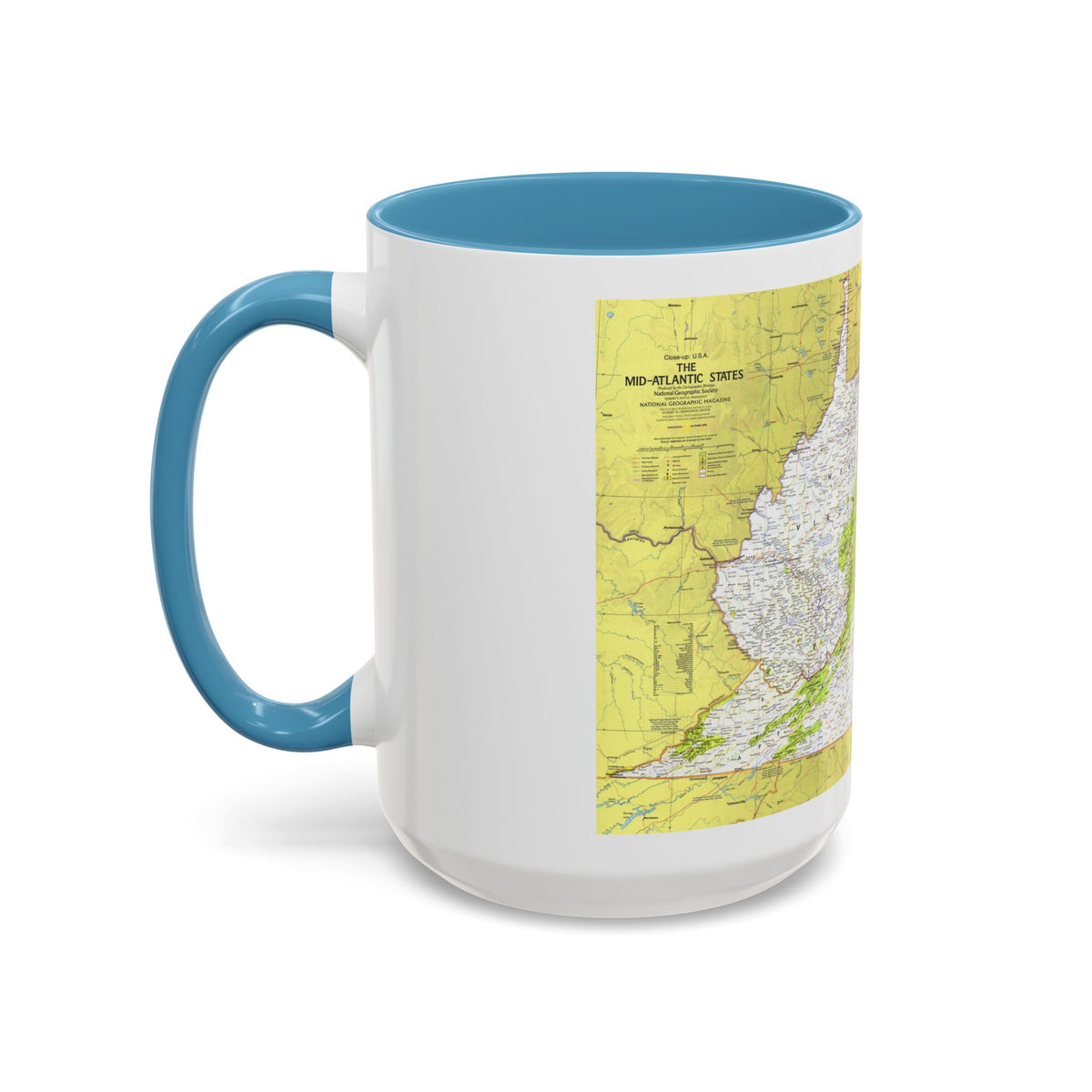 USA - Mid-Atlantic States 1 (1976) (Map) Accent Coffee Mug