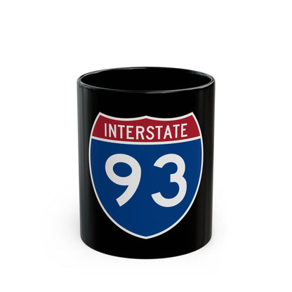 Navy and red US Interstate 93 route shield in flat vector style, with INTERSTATE in white across the red top band.
