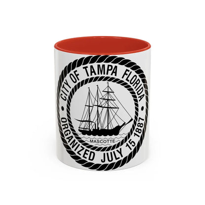 Seal of Tampa Florida - Accent Coffee Mug-11oz-Red-Go Mug Yourself