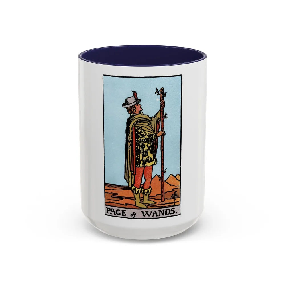 The Page of Wands (Tarot Card) Accent Coffee Mug-15oz-Navy-Go Mug Yourself