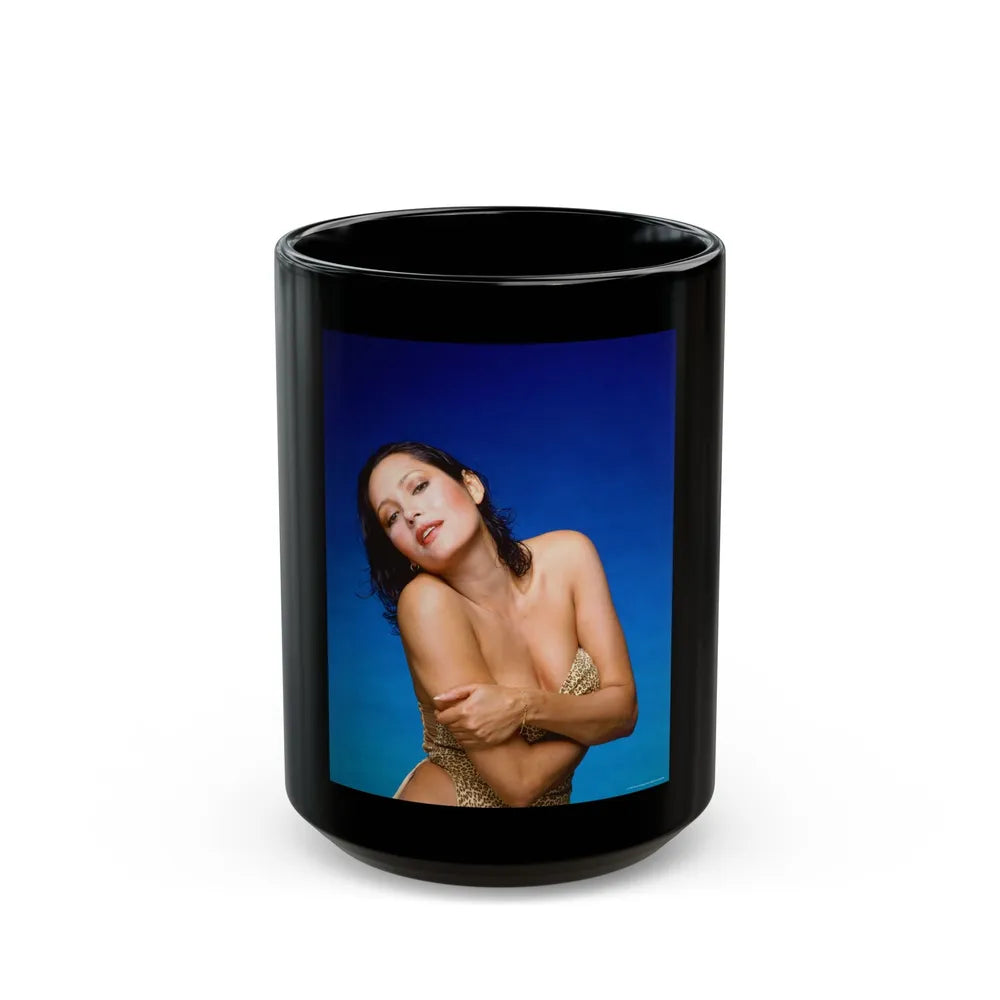 Barbara Carrera #56 (Vintage Female Icon) Black Coffee Mug-15oz-Go Mug Yourself