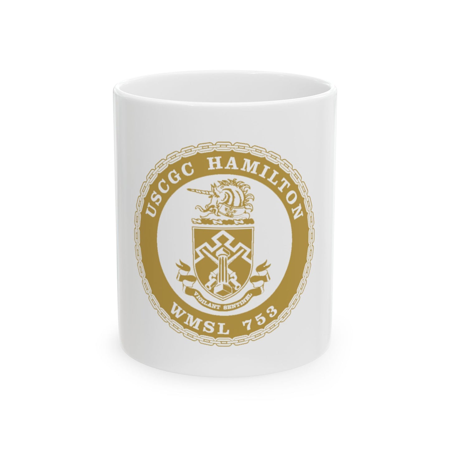 USCGC Hamilton WMSL 753 GOLD (U.S. Coast Guard) White Coffee Mug