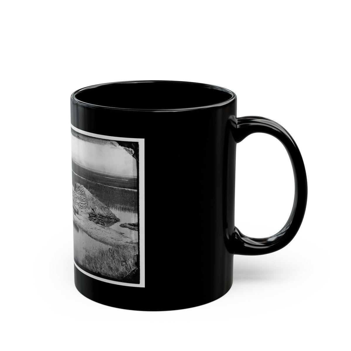 Morris Island, South Carolina. Battery Hays. One 8-Inch Parrot Rifle, Dismounted. Breaching Battery Against Fort Sumter (U.S. Civil War) Black Coffee Mug
