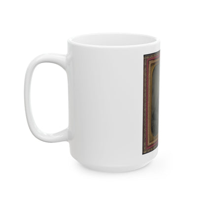 Third Lieutenant John Alphonso Beall Of Company D, 14th Texas Cavalry Regiment, With Berdan Sharps Rifle (U.S. Civil War) White Coffee Mug