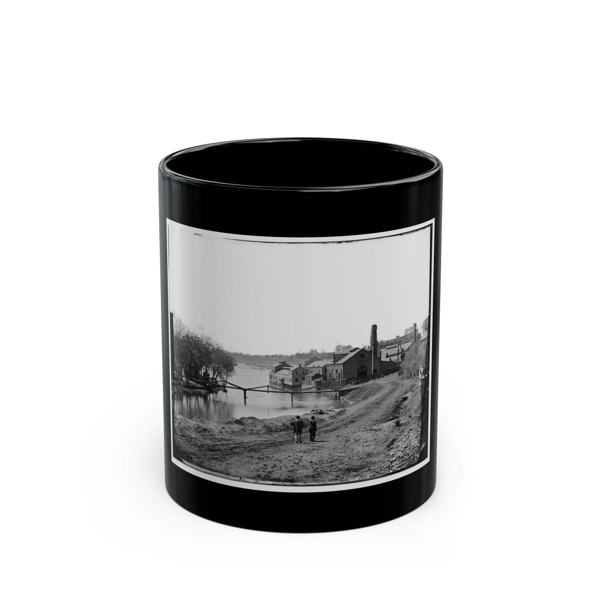 Richmond, Va. View Of The Tredegar Iron Works, With Footbridge To Neilson's Island (U.S. Civil War) Black Coffee Mug