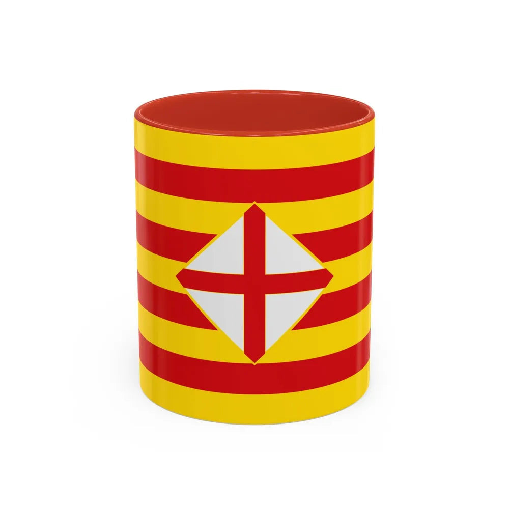 Flag of Barcelona - Accent Coffee Mug-11oz-Red-Go Mug Yourself