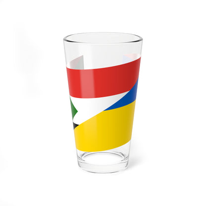 Flag of Sudan and Ukraine with waves (Sudan) Pint Glass 16oz