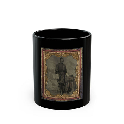 Unidentified Soldier In Union Captain's Uniform With U.S. Medical Service Hat In Front Of Painted Backdrop Showing Landscape (U.S. Civil War) Black Coffee Mug