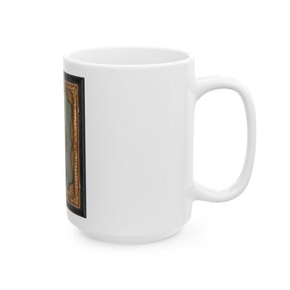 Unidentified Soldier In Confederate Captain's Uniform, Red Sash, And Kepi Marked V.V. (U.S. Civil War) White Coffee Mug