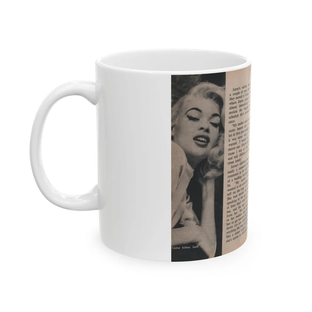 Jayne Mansfield #297 - JAYNE Pocket Magazine Pages 38 & 39 (Vintage Female Icon) White Coffee Mug-Go Mug Yourself