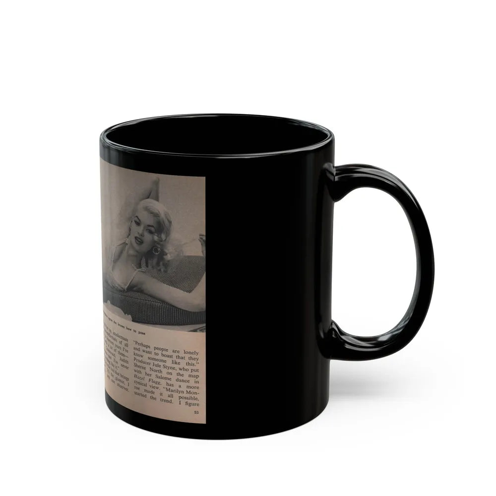 Jayne Mansfield #306 - JAYNE Pocket Magazine Pages 56 & 57 (Vintage Female Icon) Black Coffee Mug-Go Mug Yourself