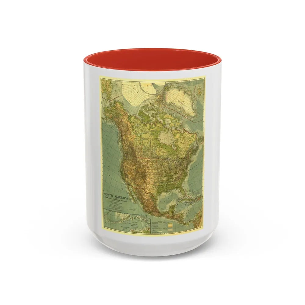 North America (1924) (Map) Accent Coffee Mug-15oz-Red-Go Mug Yourself