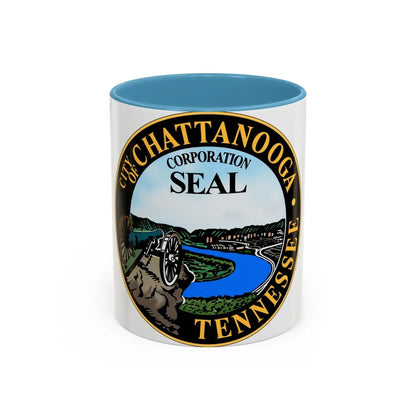 Seal of Chattanooga Tennessee - Accent Coffee Mug-11oz-Light Blue-Go Mug Yourself