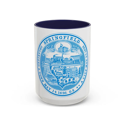 Seal of Springfield Massachusetts - Accent Coffee Mug-15oz-Navy-Go Mug Yourself