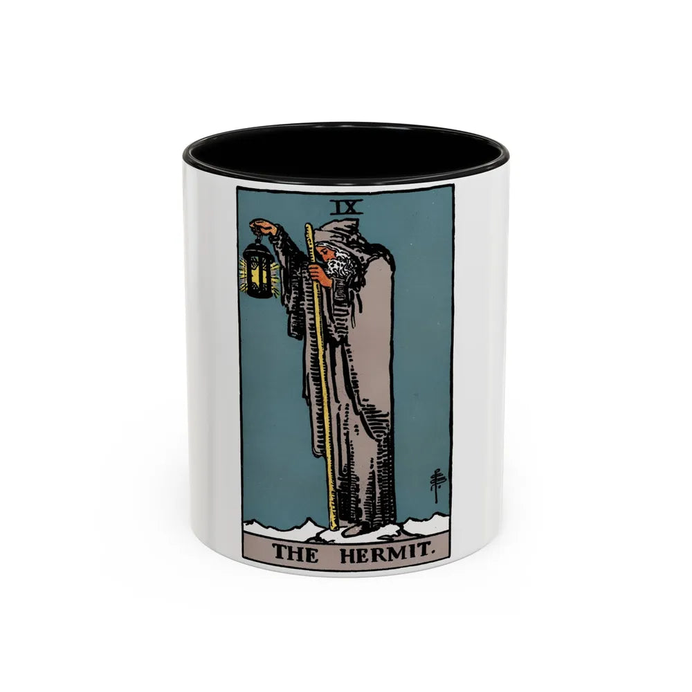 The Hermit (Tarot Card) Accent Coffee Mug-11oz-Black-Go Mug Yourself