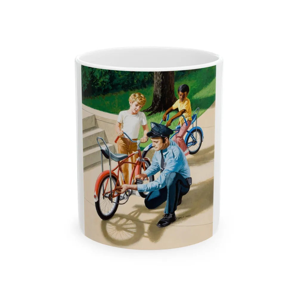 Fixing the Bike - White Coffee Mug-11oz-Go Mug Yourself