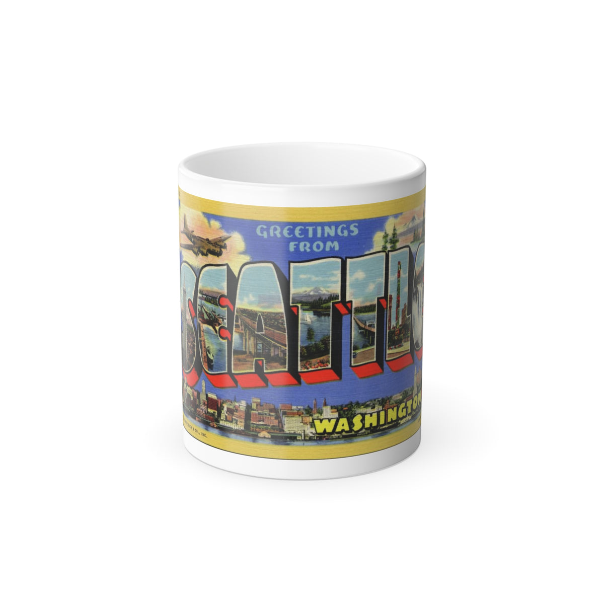 Greetings from Seattle Washington (Greeting Postcards) Color Changing Mug 11oz