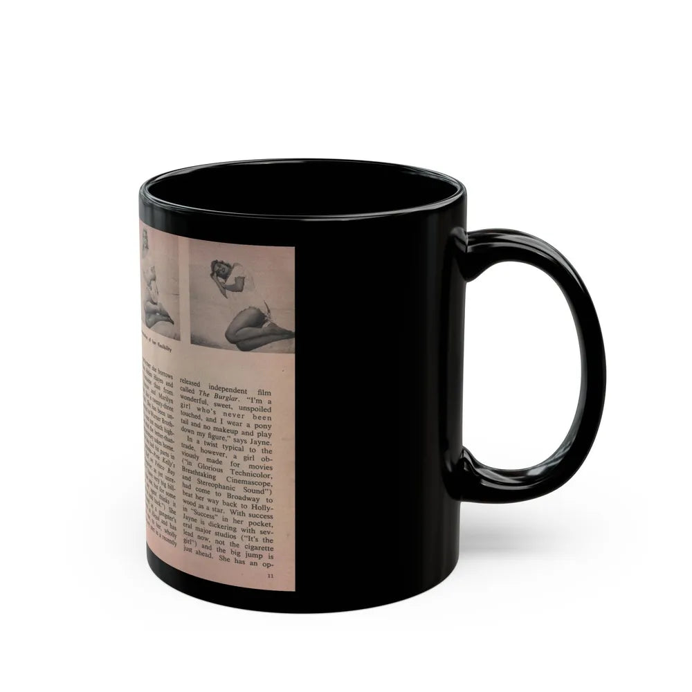 Jayne Mansfield #285 - JAYNE Pocket Magazine Pages 14 & 15 (Vintage Female Icon) Black Coffee Mug-Go Mug Yourself