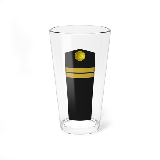 Black naval shoulder board with a gold star badge at the top and two horizontal bands of gold stripes.