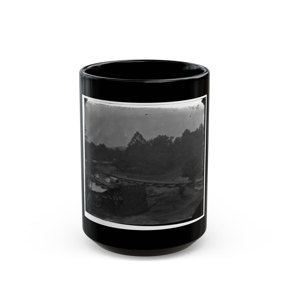 Hanovertown Ferry, Va.  Pontoon Bridges Across The Pamunkey, With Wagons (U.S. Civil War) Black Coffee Mug