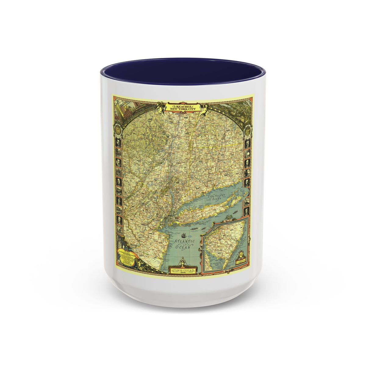 USA - New York City (1939) (Map) Accent Coffee Mug