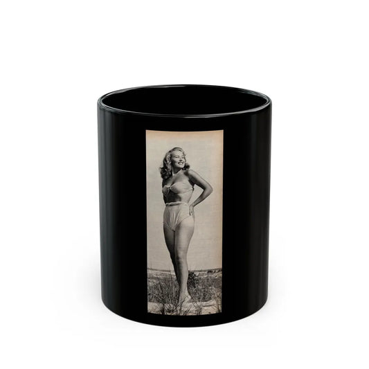 Penny Duncan #72 - [Pages 43] 1 large cropped B&W Pin-Up Photo from REAL FOR MEN Mag. Jan. '53 (Vintage Female Icon) Black Coffee Mug-11oz-Go Mug Yourself