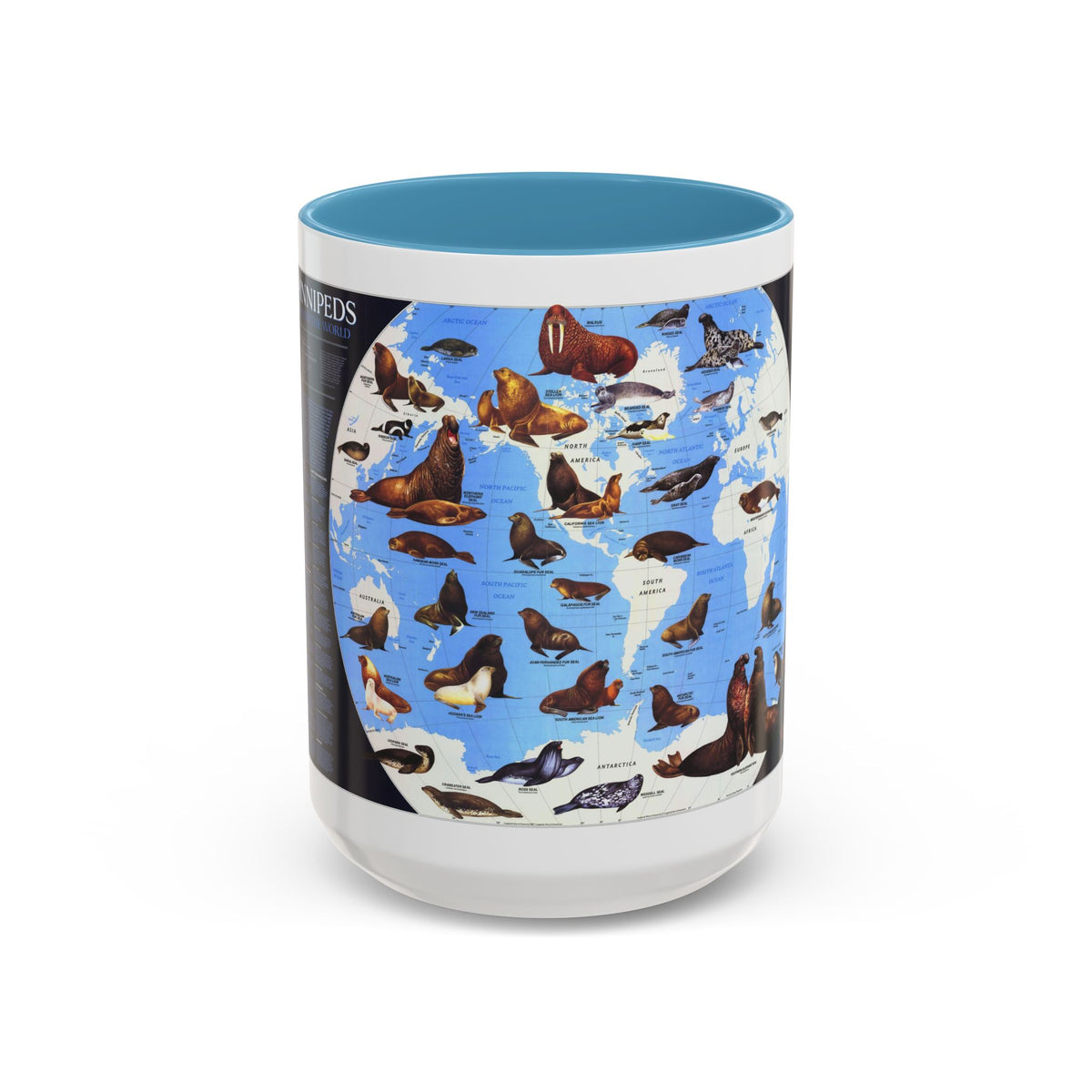 Pinnipeds Around the World (1987) (Map) Accent Coffee Mug