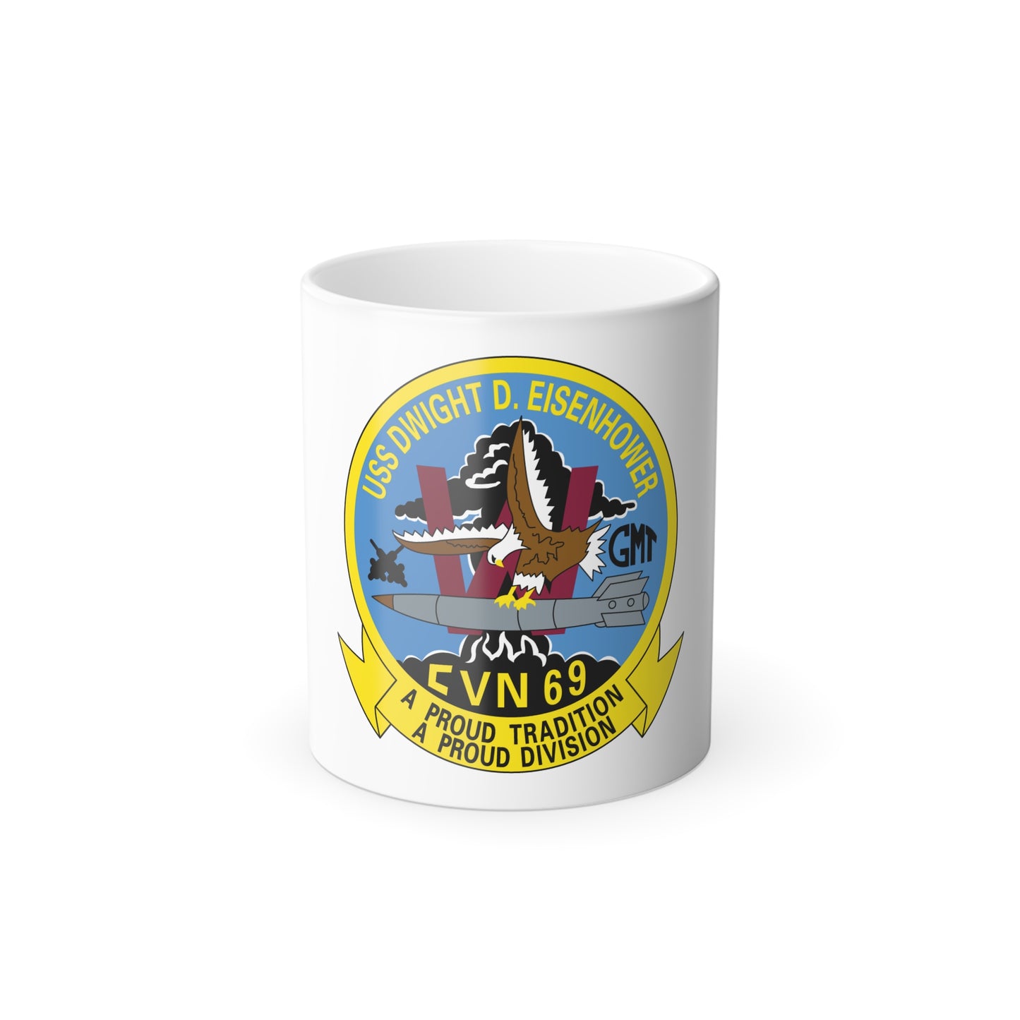 USS Dwight D Eisenhower Proud Tradition (U.S. Navy) Color Changing Mug 11oz