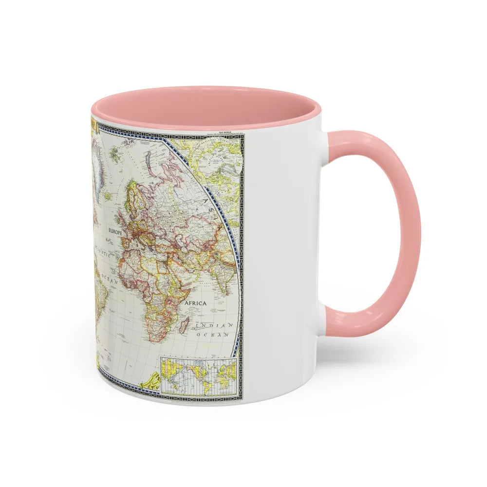 World Map (1951) (Map) Accent Coffee Mug-Go Mug Yourself