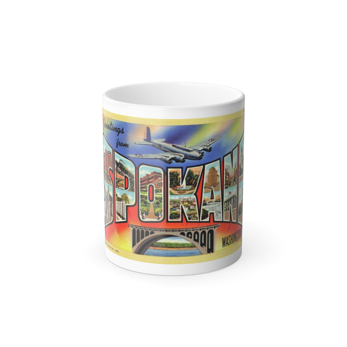 Greetings from Spokane Washington (Greeting Postcards) Color Changing Mug 11oz
