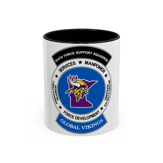 934th Force Support Sq. GLOBAL VIKINGS (U.S. Air Force) Accent Coffee Mug 11oz Black - Go Mug Yourself