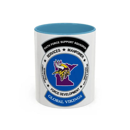 934th Force Support Sq. GLOBAL VIKINGS (U.S. Air Force) Accent Coffee Mug 11oz Light Blue - Go Mug Yourself