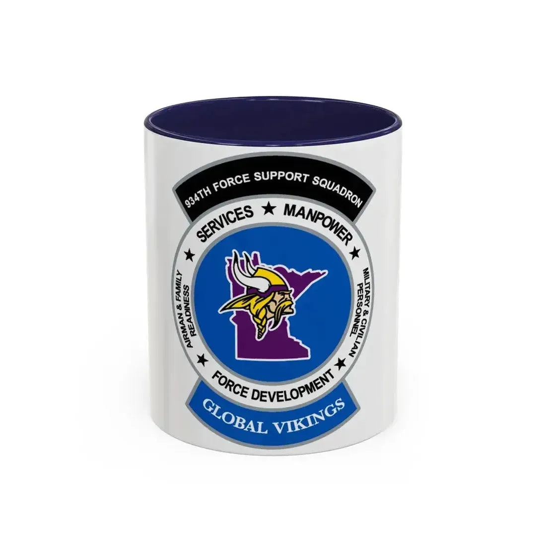 934th Force Support Sq. GLOBAL VIKINGS (U.S. Air Force) Accent Coffee Mug 11oz Navy - Go Mug Yourself
