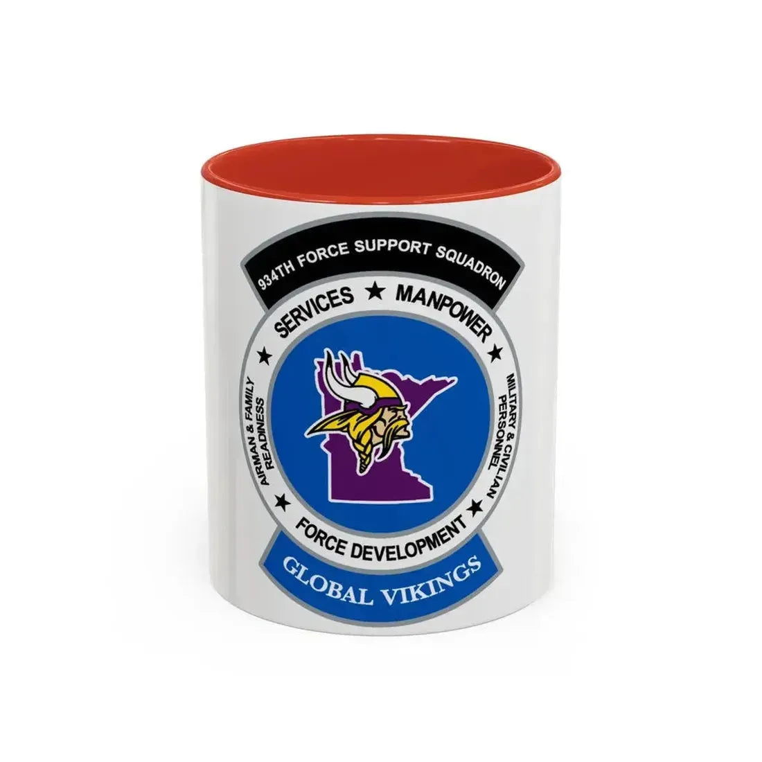 934th Force Support Sq. GLOBAL VIKINGS (U.S. Air Force) Accent Coffee Mug 11oz Red - Go Mug Yourself