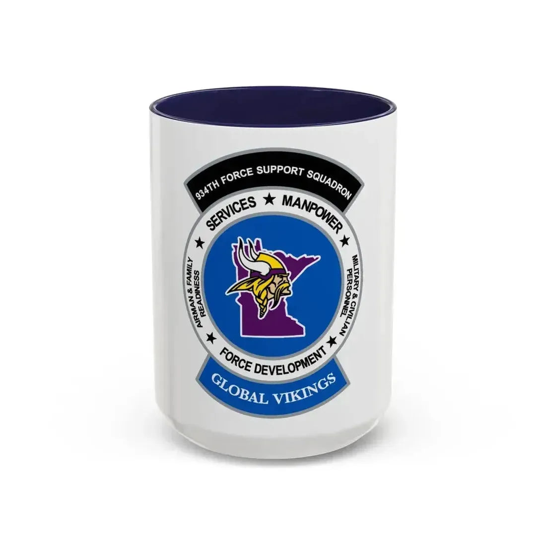 934th Force Support Sq. GLOBAL VIKINGS (U.S. Air Force) Accent Coffee Mug 15oz Navy - Go Mug Yourself