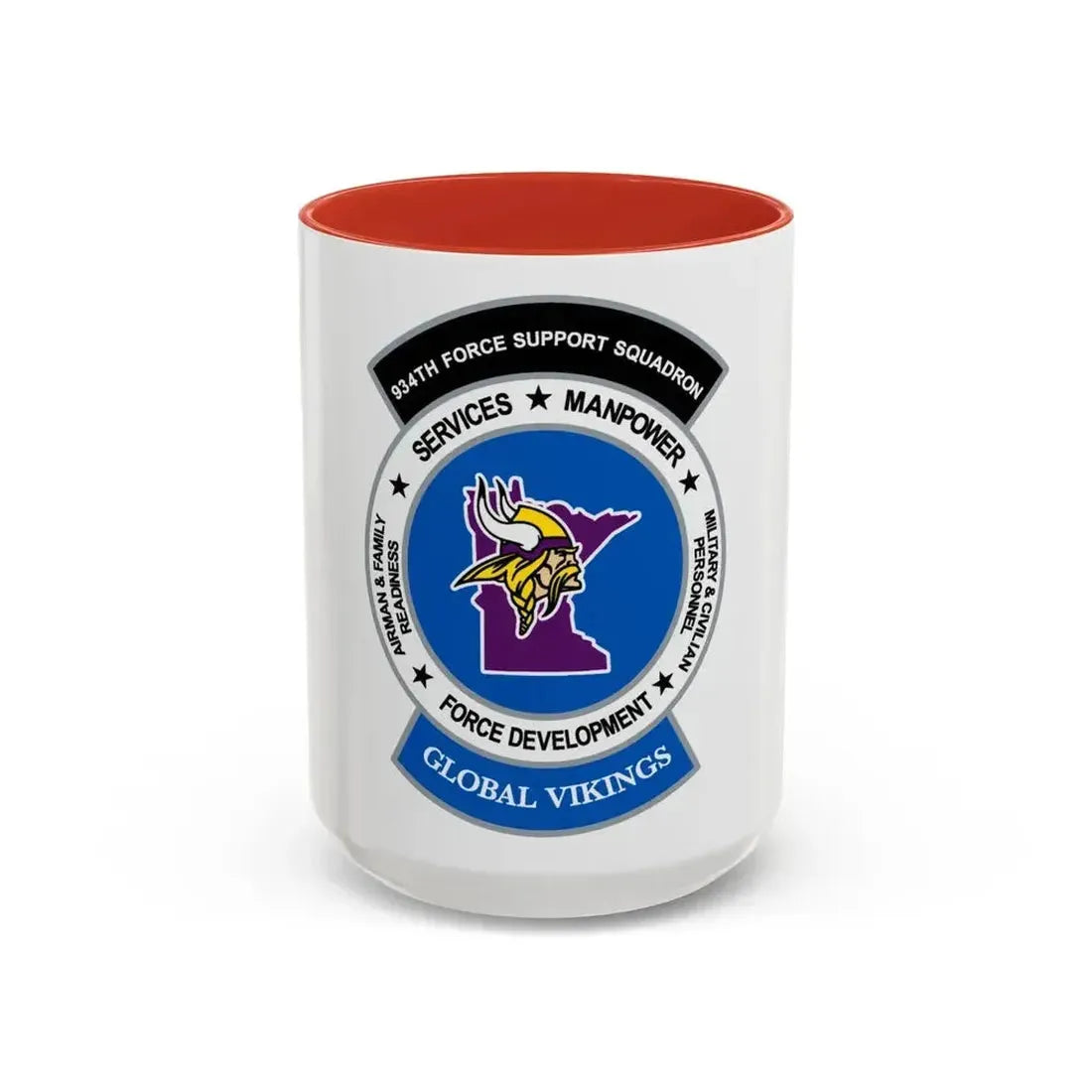 934th Force Support Sq. GLOBAL VIKINGS (U.S. Air Force) Accent Coffee Mug 15oz Red - Go Mug Yourself