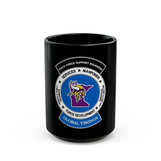 934th Force Support Sq. GLOBAL VIKINGS (U.S. Air Force) Black Coffee Mug 15oz - Go Mug Yourself