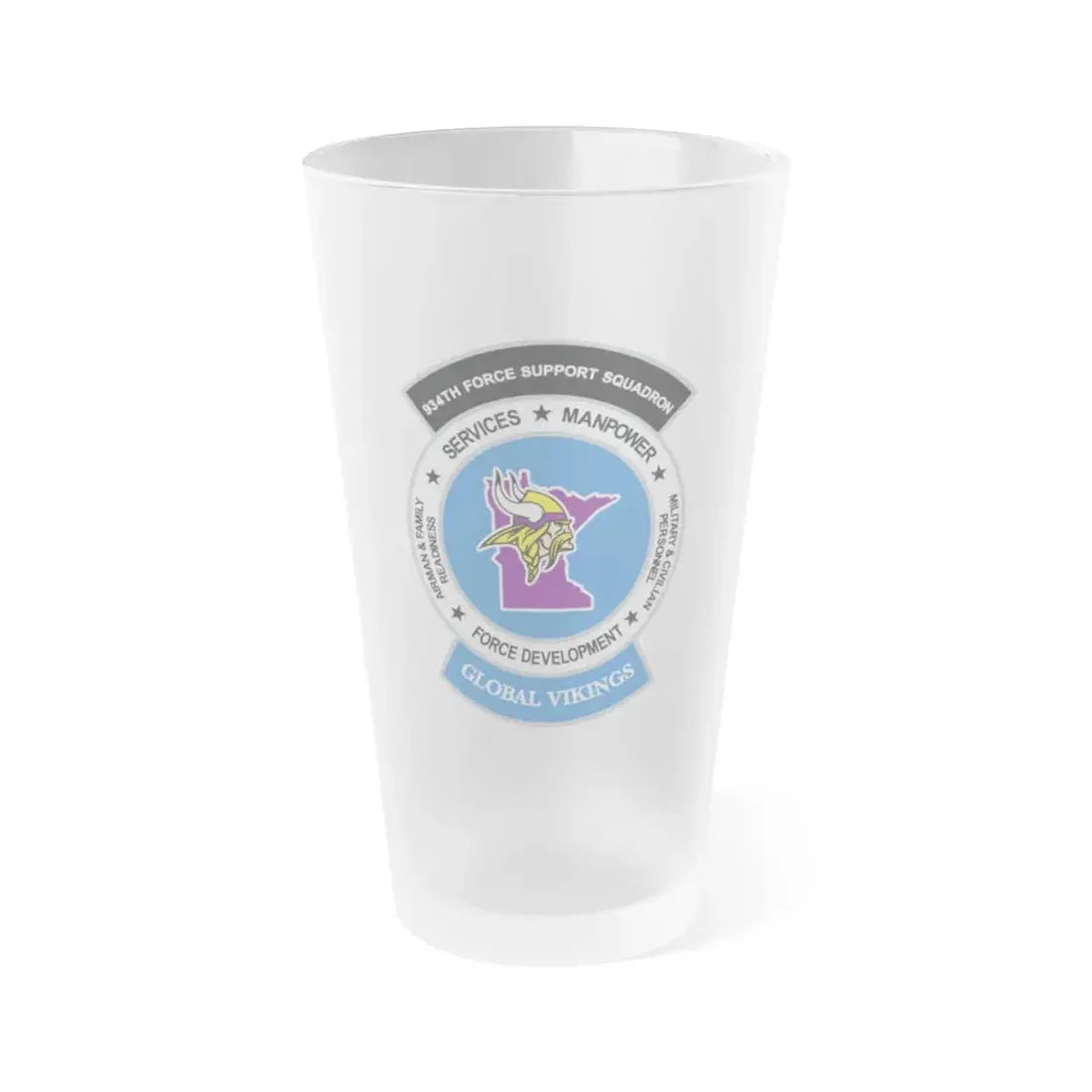 934th Force Support Sq. GLOBAL VIKINGS (U.S. Air Force) Frosted Pint Glass 16oz Default Title - Go Mug Yourself