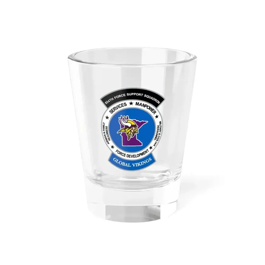 934th Force Support Sq. GLOBAL VIKINGS (U.S. Air Force) Shot Glass 1.5oz 1.5oz - Go Mug Yourself